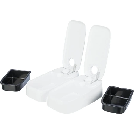 TRIXIE TX2, automatisches Hundefutter, 2 rechteckige Näpfe, programmierbar, Kunststoff, schwarz-weiß, S-L(0,6l, 27x7cm)