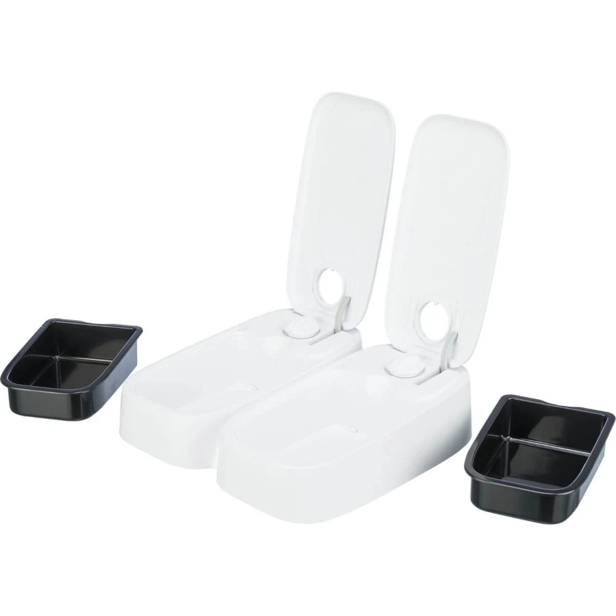 TRIXIE TX2, automatisches Hundefutter, 2 rechteckige Näpfe, programmierbar, Kunststoff, schwarz-weiß, S-L(0,6l, 27x7cm)
