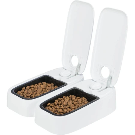 TRIXIE TX2, automatisches Hundefutter, 2 rechteckige Näpfe, programmierbar, Kunststoff, schwarz-weiß, S-L(0,6l, 27x7cm)