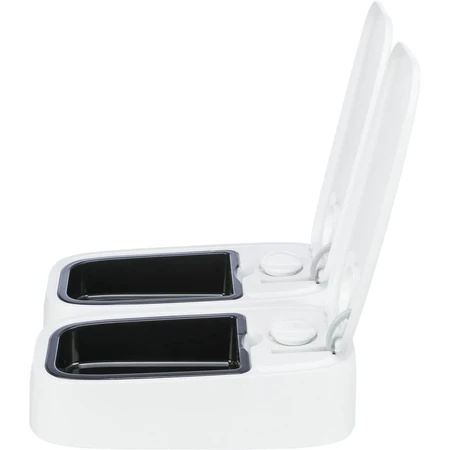 TRIXIE TX2, automatisches Hundefutter, 2 rechteckige Näpfe, programmierbar, Kunststoff, schwarz-weiß, S-L(0,6l, 27x7cm)