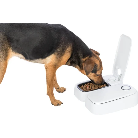 TRIXIE TX2, automatisches Hundefutter, 2 rechteckige Näpfe, programmierbar, Kunststoff, schwarz-weiß, S-L(0,6l, 27x7cm)