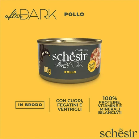SCHESIR After Dark, Kip, graanvrij natvoer in blik, (in soep), 80g