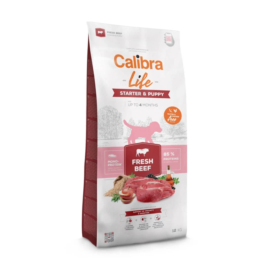 CALIBRA Life Starter & Puppy, XS-XL, Rundvlees, enkelvoudig eiwit droogvoer voor jonge honden, 2.5kg