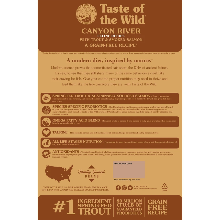 TASTE OF THE WILD Canyon River, Trucha y Salmón, pienso sin cereales, 2kg