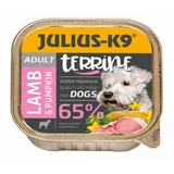 JULIUS-K9 Terrina, XS-S, Cordero y calabaza, bandeja de comida húmeda para perros, (paté), 150g