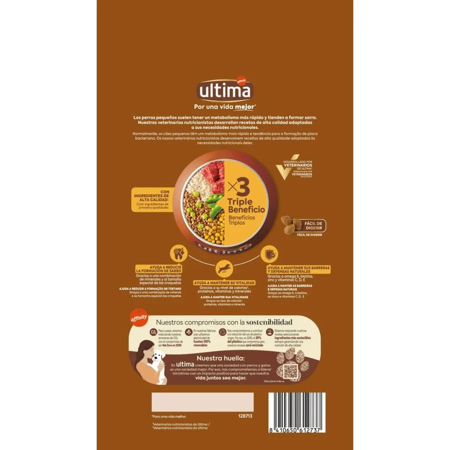 ULTIMA Small Adult, XS-S, Rindfleisch, Trockenfutter Hunde, 1,25kg