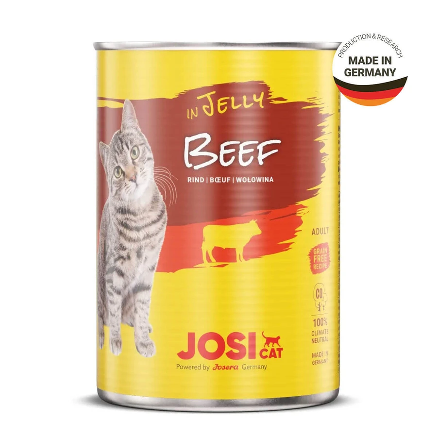 JOSICAT, Rindfleisch, Katzennassfutter in Dosen, (in Aspik), 400g x 12