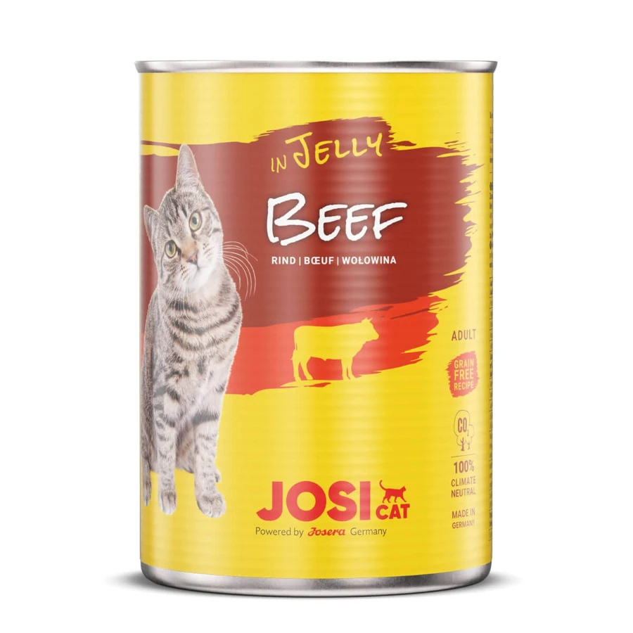 JOSICAT, Rindfleisch, Katzennassfutter in Dosen, (in Aspik), 400g x 12