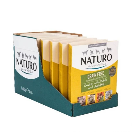 NATURO Grain Free, XS-L, Chicken & Vegetable, grain free wet dog food, tray, (in aspic), 400g