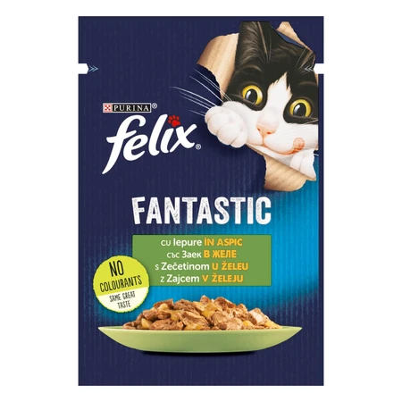PURINA Felix Fantastic, Rabbit, sachet wet cat food, (in aspic), 85g