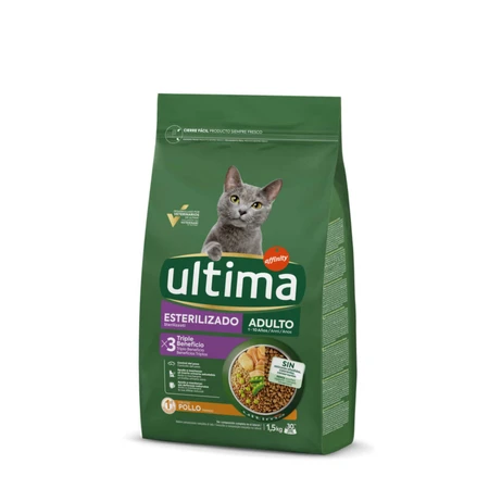ULTIMA Stérilisé, Poulet, nourriture sèche pour chats stérilisés, 1,5kg