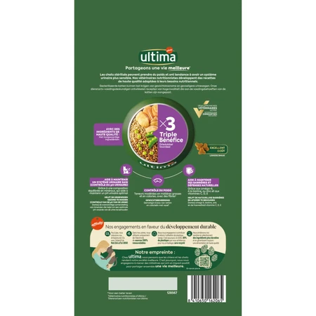 ULTIMA Stérilisé, Poulet, nourriture sèche pour chats stérilisés, 1,5kg