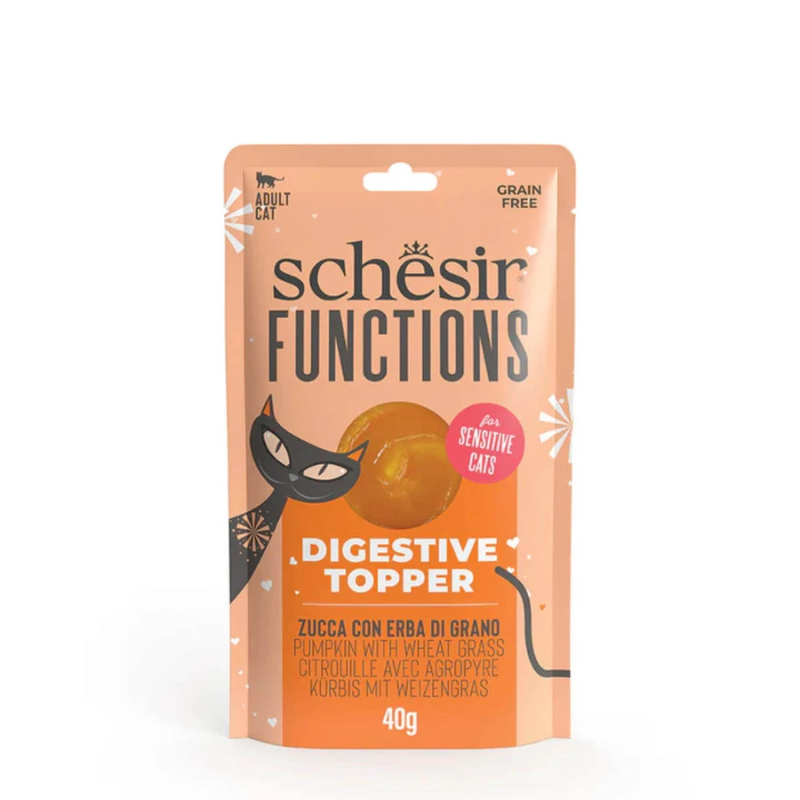 SCHESIR Functions Digestive Topper, Kürbis, Sachet getreidefreies Katzennassfutter, Verdauungssystem, (Topping), 40g