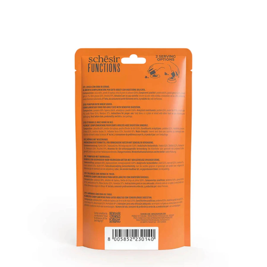 SCHESIR Functions Digestive Topper, Kürbis, Sachet getreidefreies Katzennassfutter, Verdauungssystem, (Topping), 40g