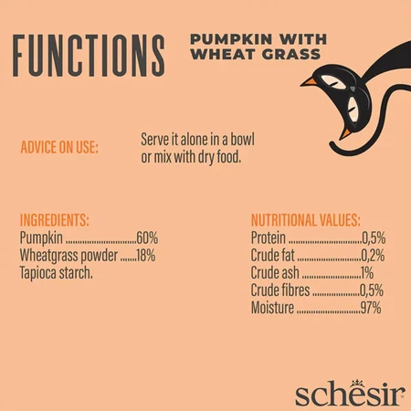 SCHESIR Functions Digestive Topper, Kürbis, Sachet getreidefreies Katzennassfutter, Verdauungssystem, (Topping), 40g
