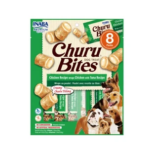 INABA Churu Rolls, XS-XL, Kip en Tonijn, zakje, graanvrije beloning tube honden, 56g