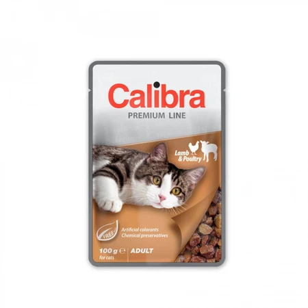 CALIBRA Premium Line, Lamb and Poultry, sachet wet cat food, (in its own juice), 100g