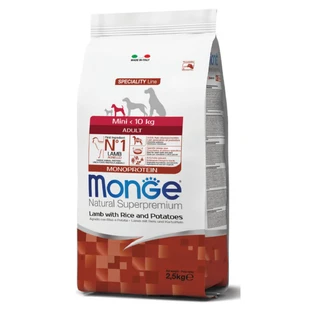MONGE Natural Superpremium Monoprotein Adult Mini, XS-S, Miel y Arroz, alimento seco para perros, 2.5kg