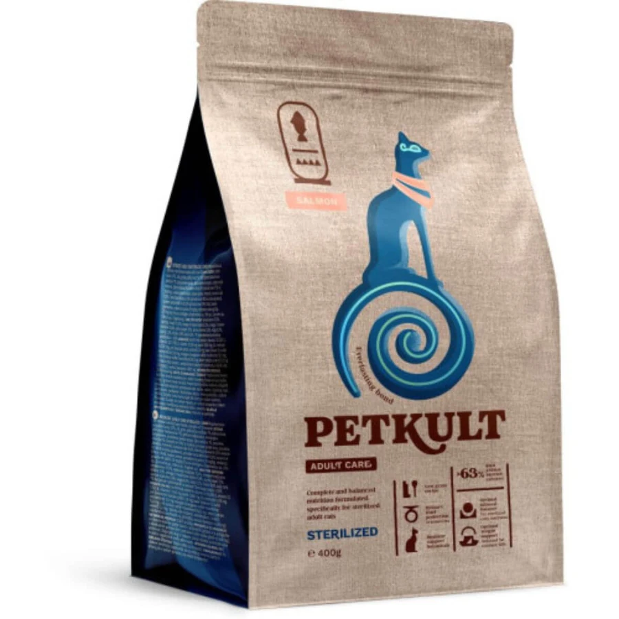 PETKULT Adult Care Sterilized, Salmón, alimento seco para gatos esterilizados, 400g