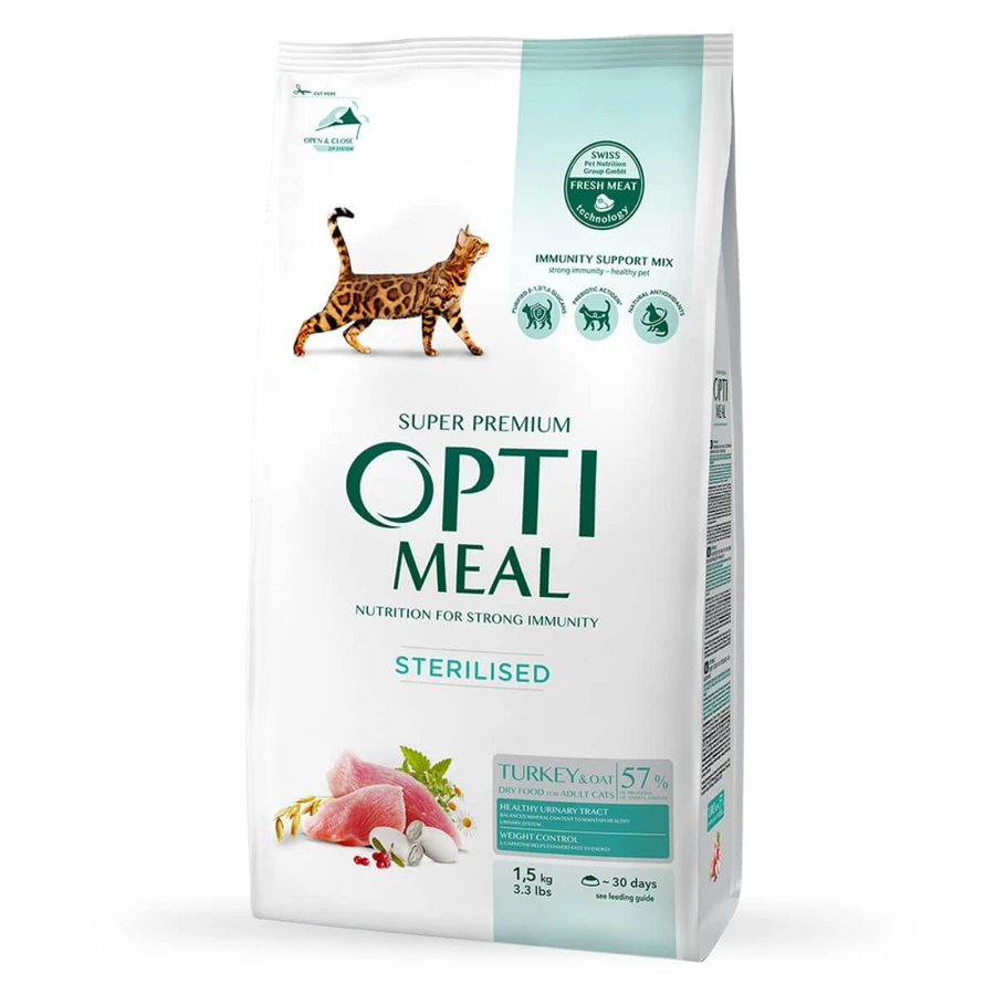 OPTIMEAL Sterilized, Turkey, dry food for sterilized cats, 1.5kg