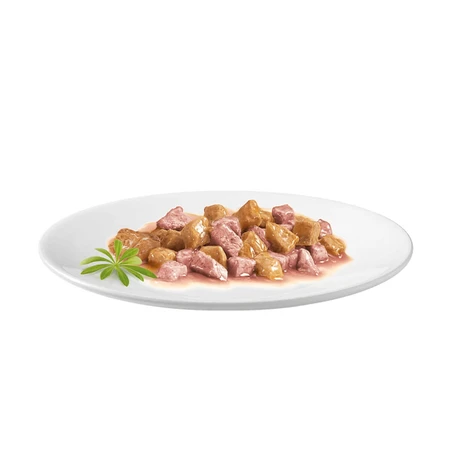 PURINA Gourmet Gold, 4 sabores (Ternera, Pavo y Pato, Salmón y Pollo, Pollo e Hígado), envase mixto, comida húmeda en lata para gatos, (trozos en salsa), 85g x 4