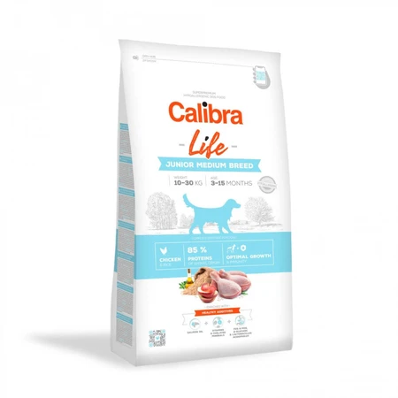 CALIBRA Life Junior Medium Breed, M, Kip, graanarm droogvoer voor junior honden, 2.5kg
