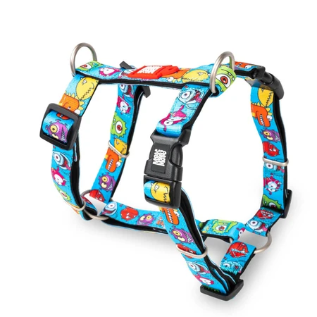 MAX & MOLLY Little Monsters, double harness (chest & back) for dogs, polyester, blue, trident buckle, S(43-53 x 1.5cm)