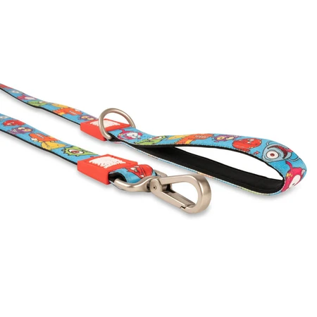 MAX & MOLLY Little Monsters, laisse pour chien, polyester, bleu, M(1.2m x 2cm)