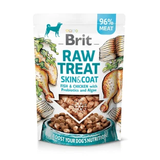 BRIT Raw Treat Skin & Coat XS-XL, Fish & Chicken, functional dog treats pouch, skin & fur, 40g
