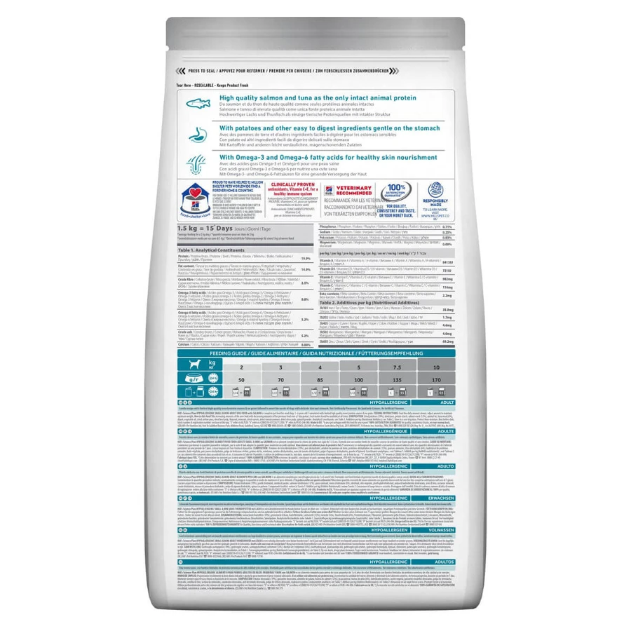 HILL'S Science Plan No Grain Hypoallergenic, XS-S, Salmón, alimento seco sin cereales para perros, sistema digestivo, alergias, 1.5kg