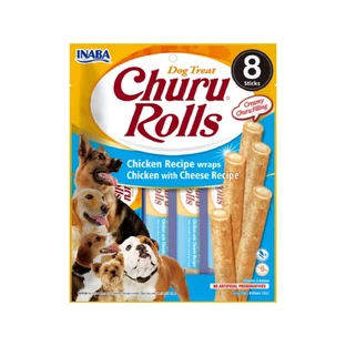 INABA Churu Rolls, XS-XL, Huhn und Käse, getreidefreier Belohnungsbeutel für Hunde, 96g
