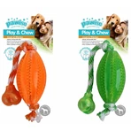 PAWISE Cuerda Rugby, juguete masticable para perros, S-L, caucho, dentición, actividades físicas, varios colores
