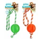 PAWISE Thermoplastic ball with string, toy ball dogs, S-L, plastic, teething, various colors, 40 x 6.5 x 6.5 cm