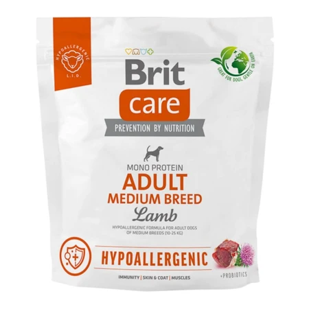 BRIT Care Hypoallergenic Adult Medium Breed, M, Honey, Single Protein Trockenfutter für Hunde, Immunsystem & Allergien, 1kg