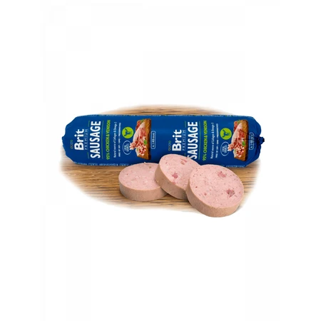 BRIT Premium, Huhn und Wild, Salami, getreidearmes Nassfutter für Hunde, 800g
