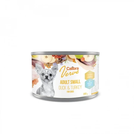 CALIBRA Verve GF Adult Small Breed, XS-S, Duck and Turkey, canned grain-free moist dog food, (pate), 200g