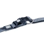 MAX & MOLLY Smart ID Mykonos Black, dog collar, adjustable, polyester, black and white, trident buckle, M(34-55 x 2cm)