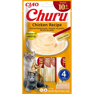 INABA Churu Creamy Creamy Senior, Poulet, sachet récompense les chats seniors sans céréales, (purée), 56g