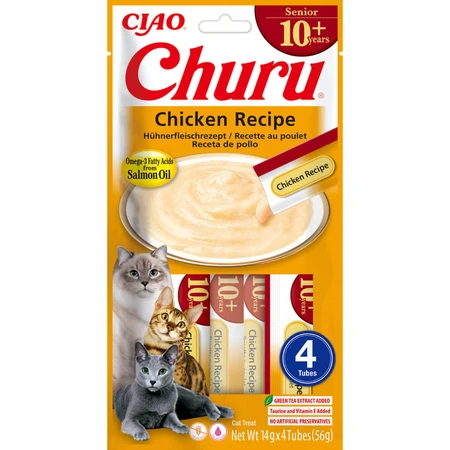 INABA Churu Creamy Creamy Senior, Poulet, sachet récompense les chats seniors sans céréales, (purée), 56g