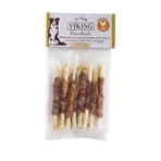 LEOPET Viking Viking Rohhautsticks mit Huhn, M, Huhn und Rind, getreidefreier Belohnungsbeutel für Hunde, 80g