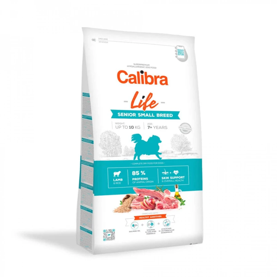 CALIBRA Life Senior Petites Races, XS-S, Agneau, nourriture sèche à faible teneur en céréales pour chiens âgés, 1.5kg