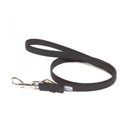 JULIUS-K9 Color & Gris, correa antideslizante con asa para perros, 50kg, textil, cinta, 20mm x 1m, negro