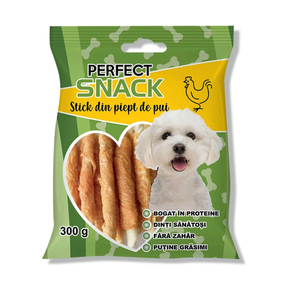 PERFECT SNACK Stick Pecho, XS-XL, Pollo, bolsa de recompensa para perros, 300g