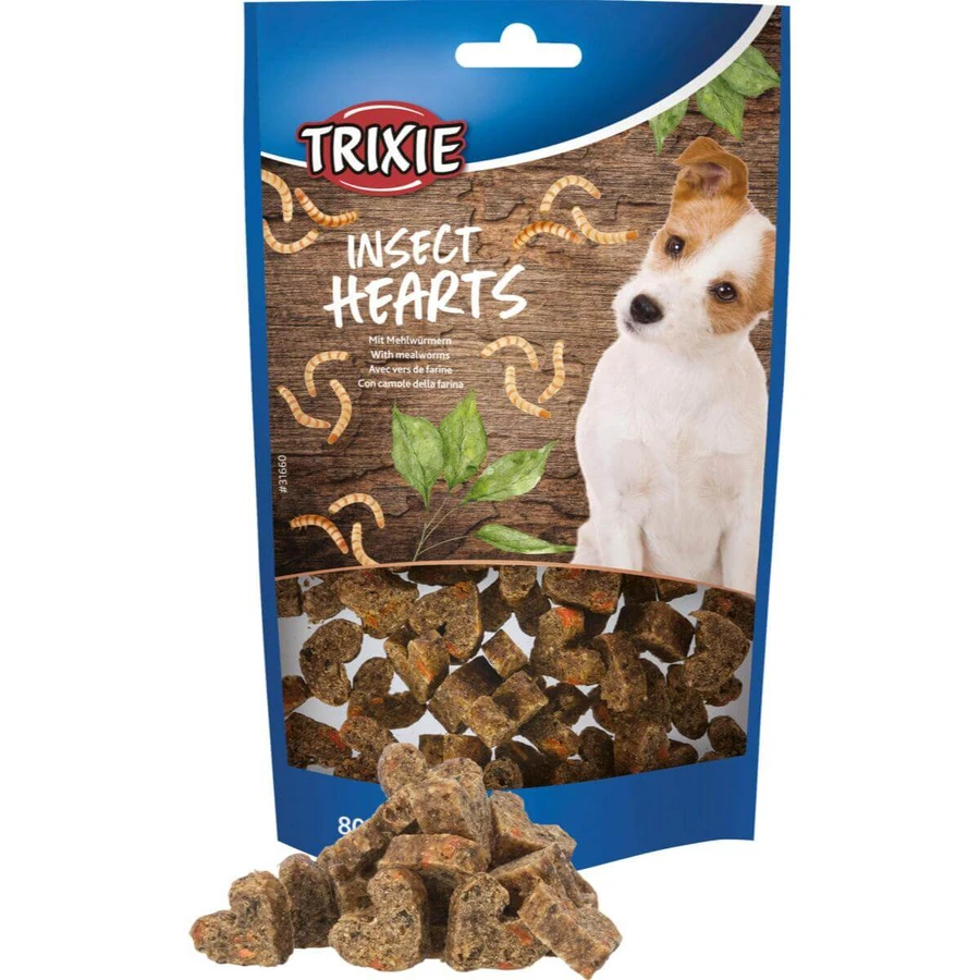 TRIXIE Hearts, XS-XL, Insects, cereal-free reward bag for dogs, allergies, 80g