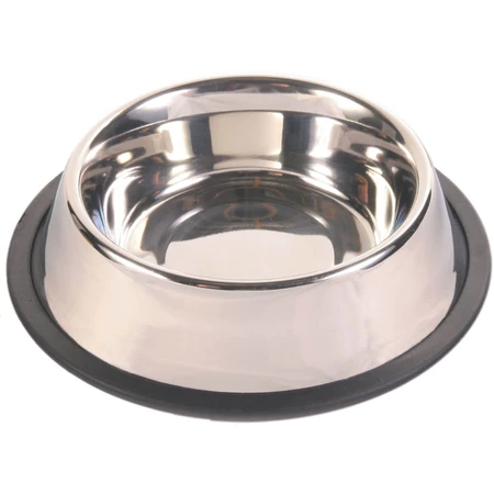 TRIXIE, dog bowl, round, non-slip, stainless steel, silver, S-M(0.9l, ⌀23cm)
