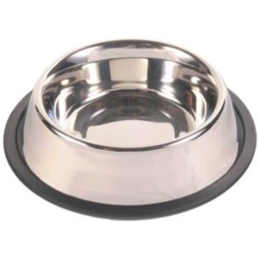 TRIXIE, dog bowl, round, non-slip, stainless steel, silver, S-M(0.9l, ⌀23cm)