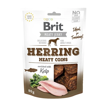 BRIT Jerky, Hering Fleischmünzen, Belohnung Hunde, Hering Fleischmünzen, 80g