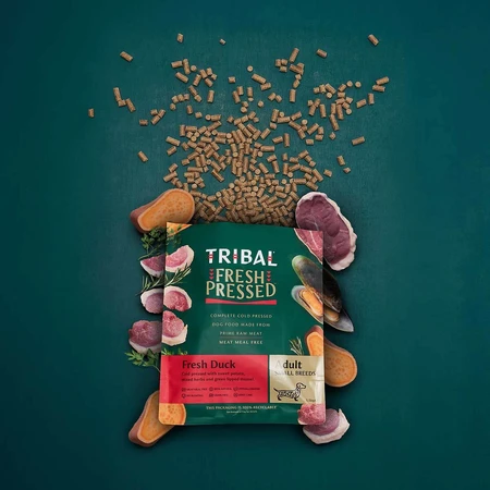 TRIBAL Fresh Fresh Pressed Small Breed, XS-S, Pato, pienso seco sin cereales, prensado en frío, 1,5kg