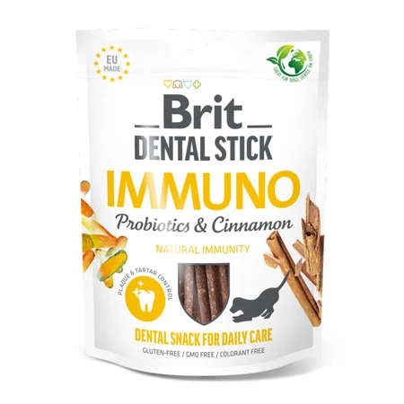 BRIT Dental Stick Inmuno Stick Canela y Probióticos, XS-XL, bolsa de recompensas funcionales perros, inmunidad, 120g