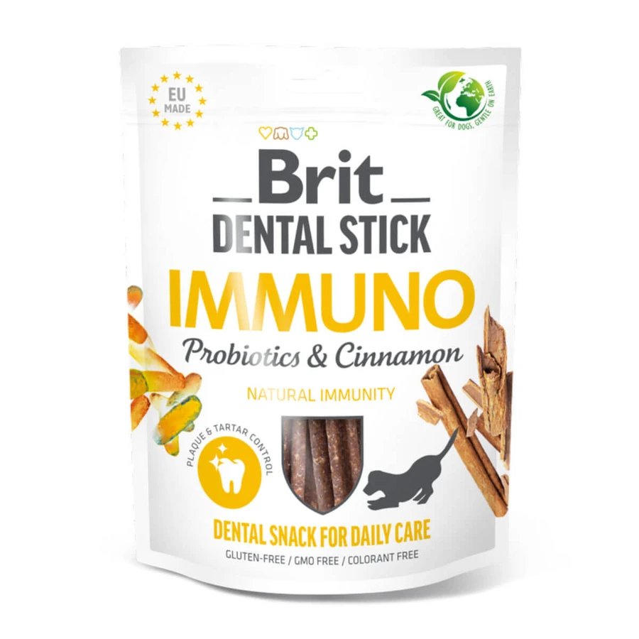 BRIT Dental Stick Inmuno Stick Canela y Probióticos, XS-XL, bolsa de recompensas funcionales perros, inmunidad, 120g